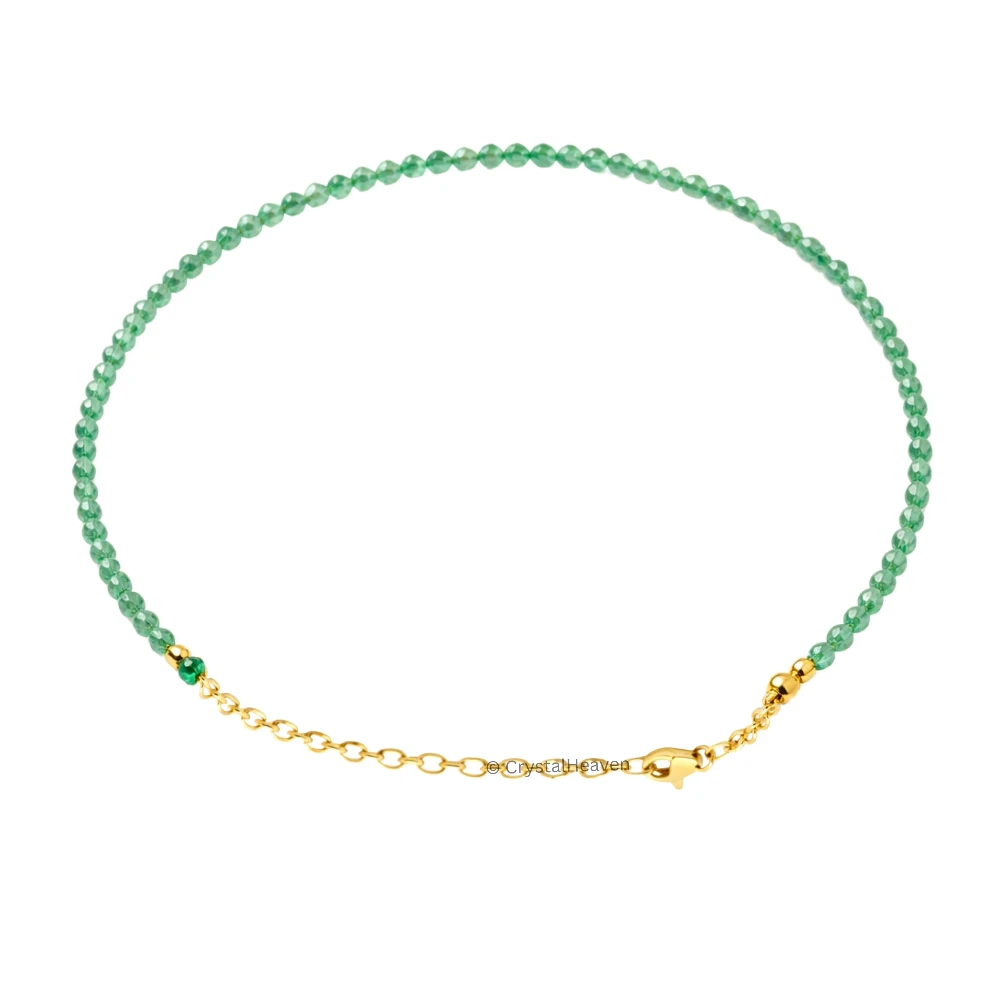Green Onyx Bracelets - 2mm Faceted Beads (Gold)