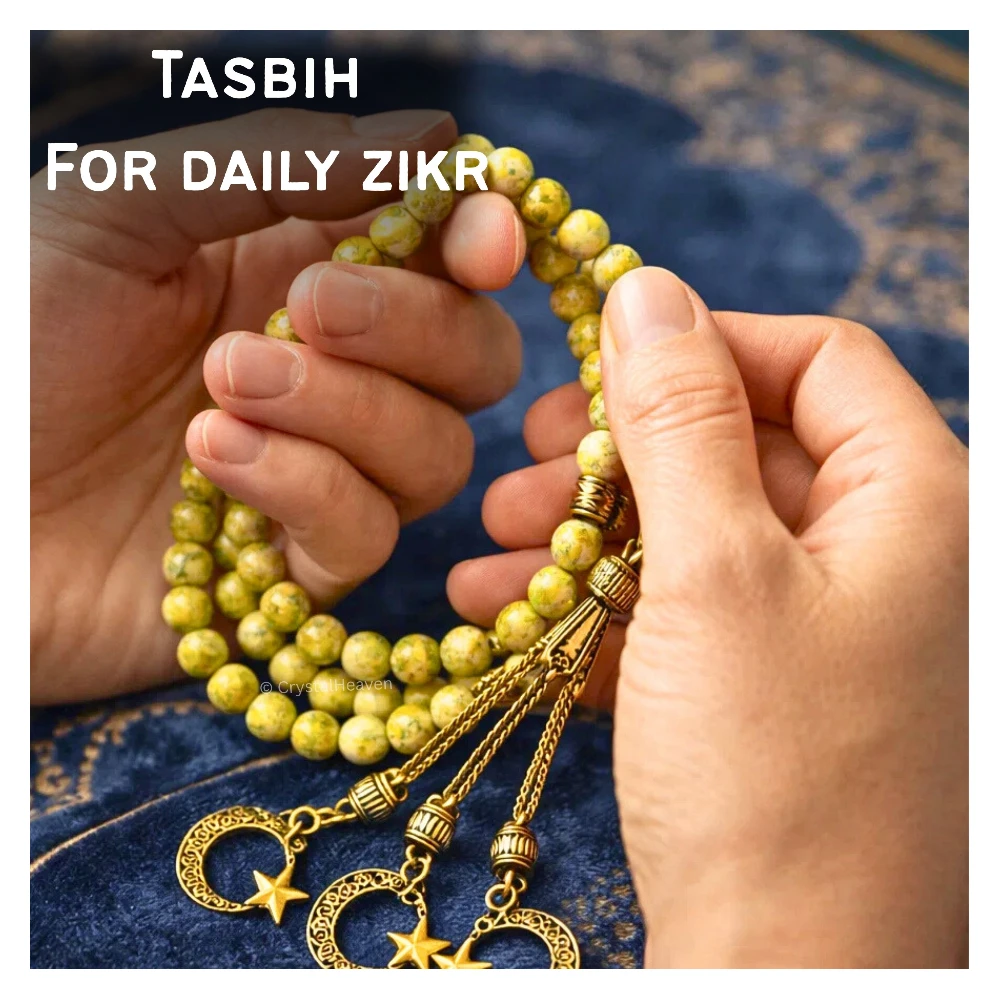 Serpentine Crystal Tasbih (Gold)