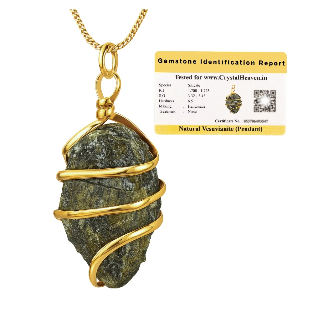 Vesuvianite Necklace - Raw Crystal (Gold)