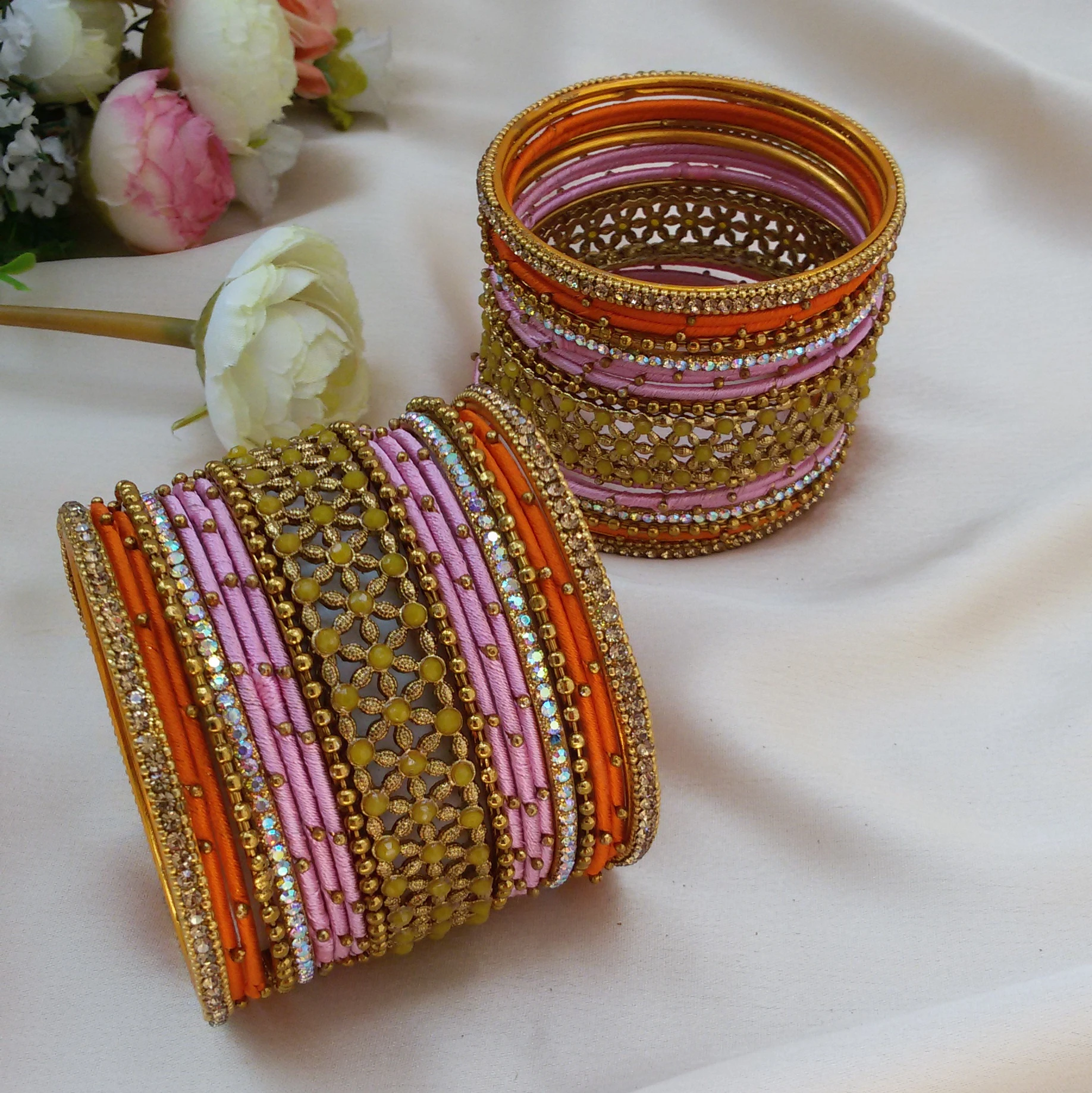 Pink and orange designer bangle set (2.6)