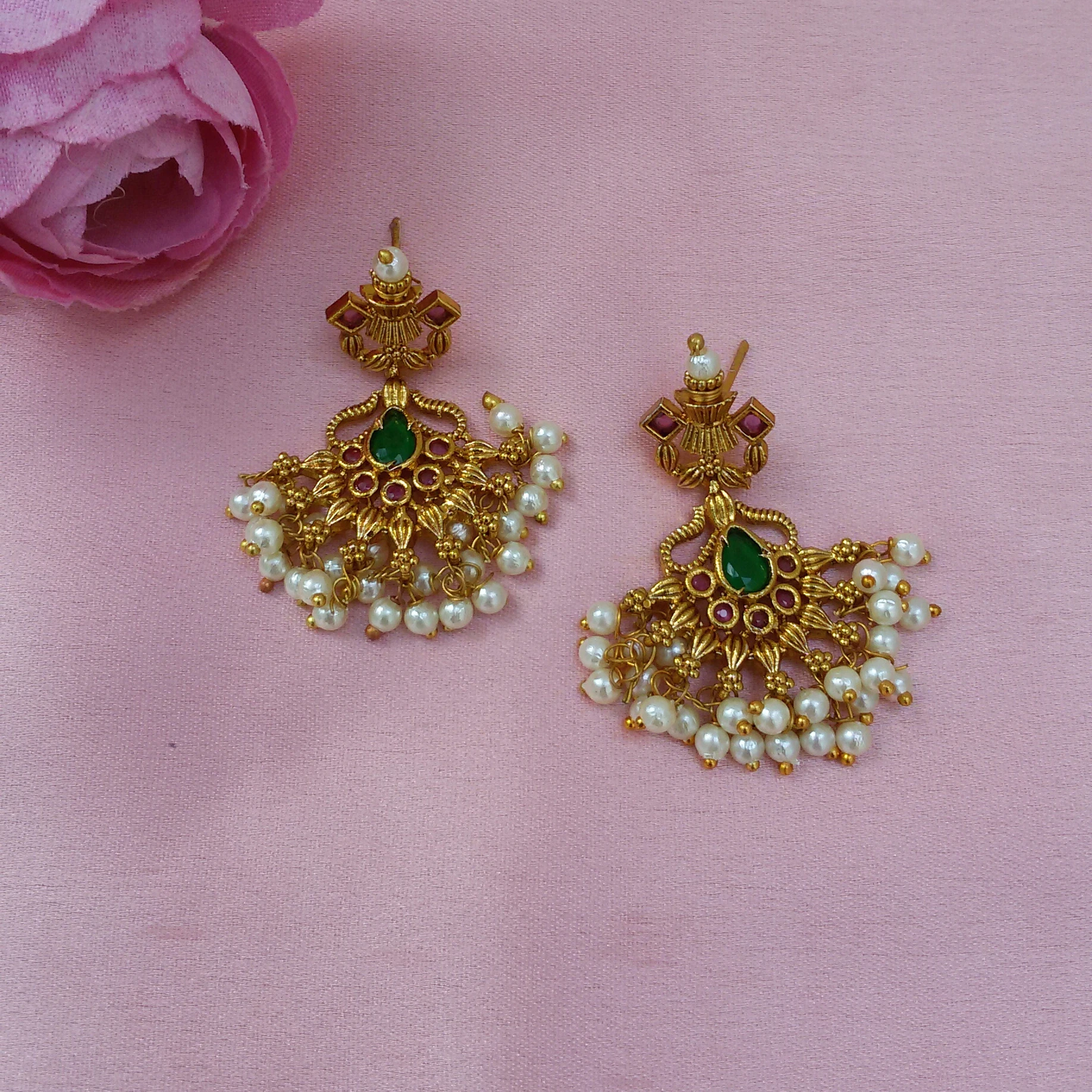 Gold plated pearl earrings