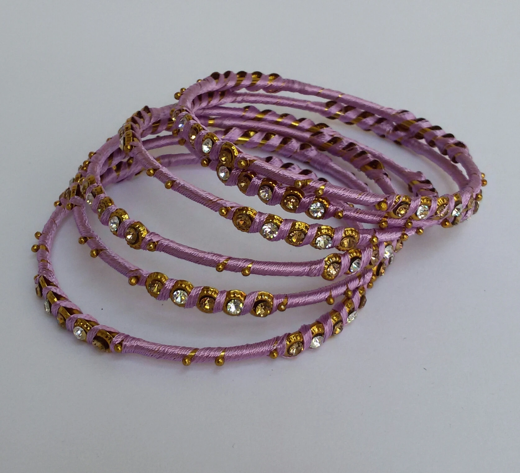 Lavender silk thread metal bangles