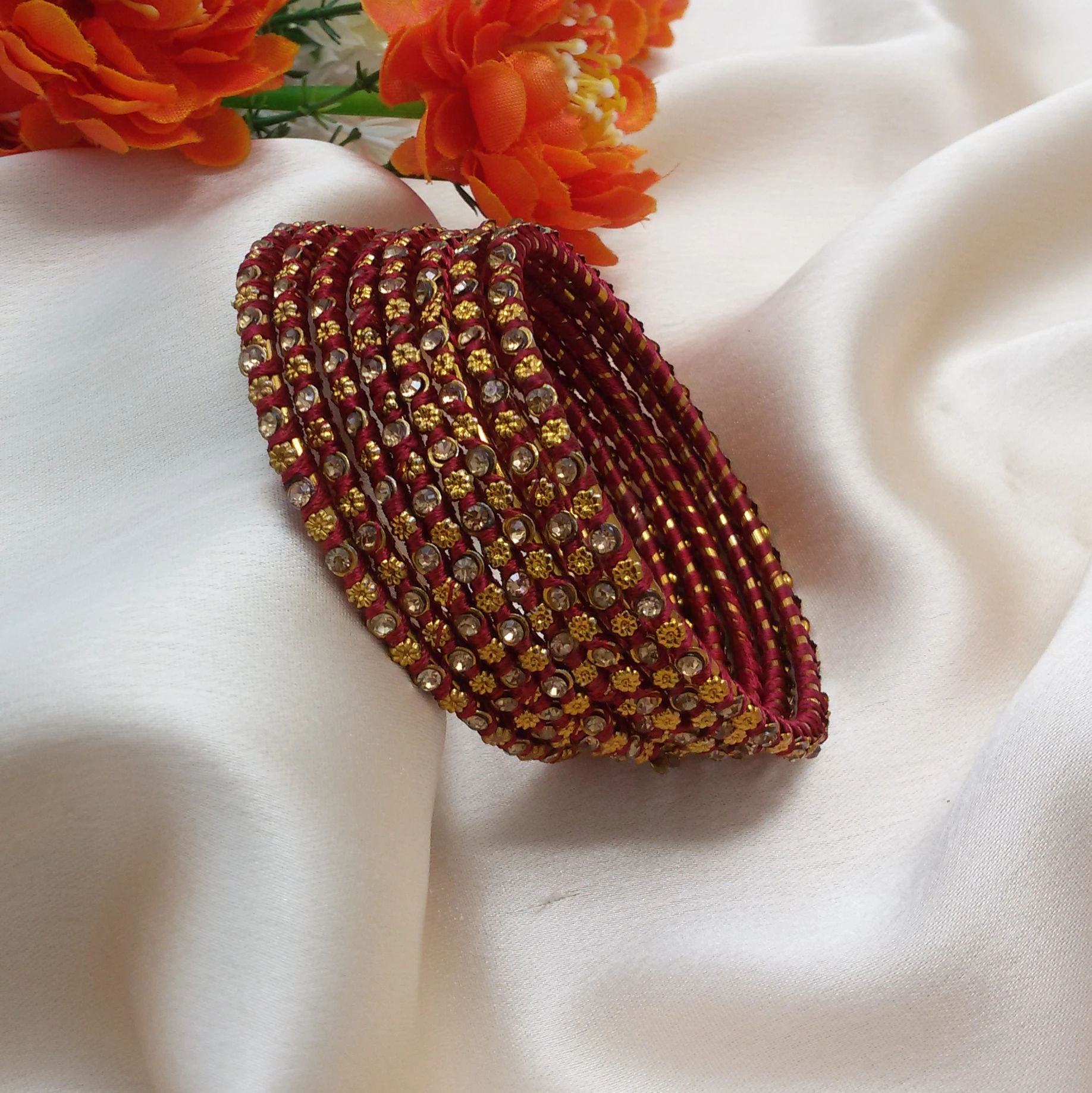Silk thread stone bangles