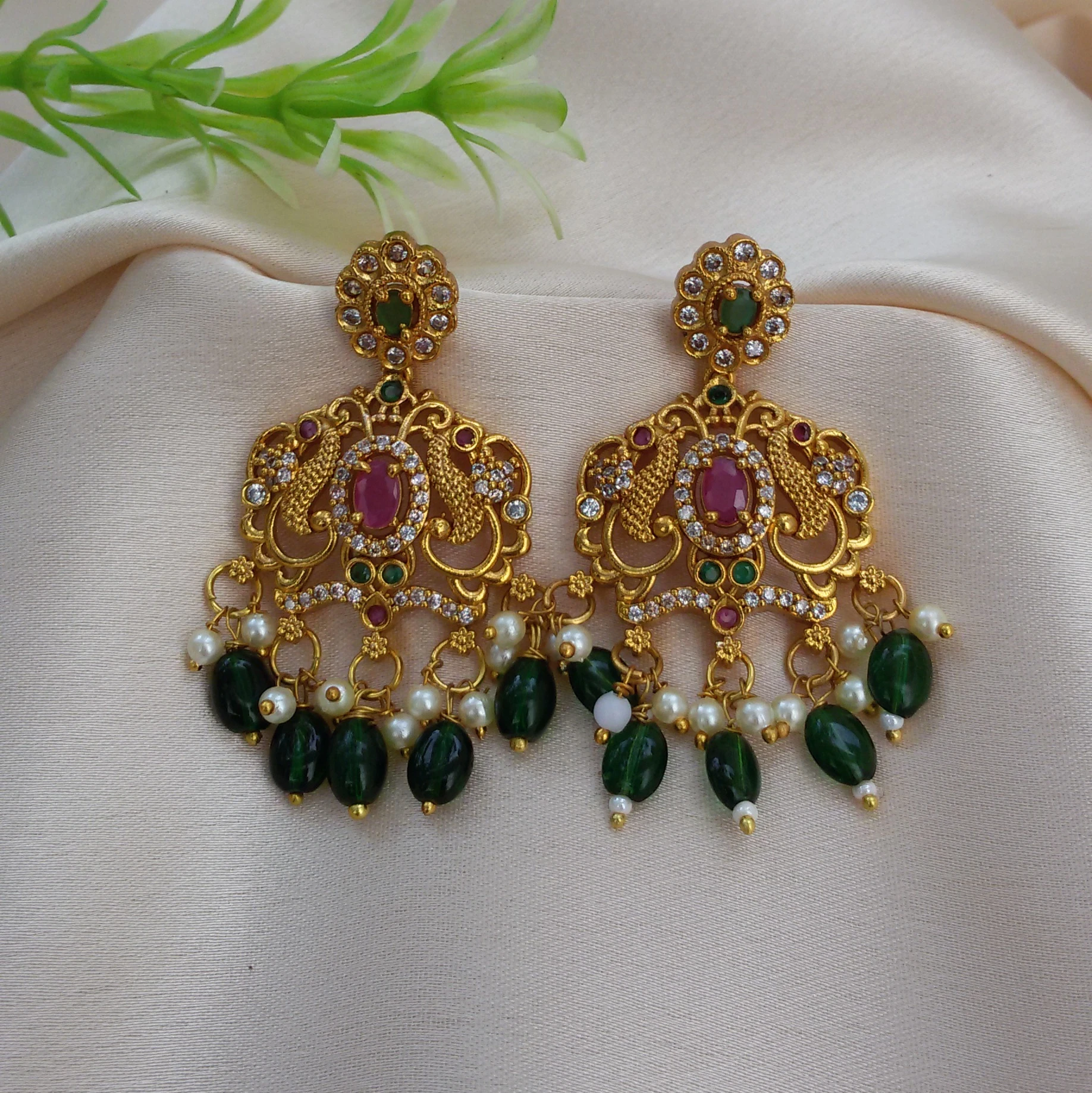 Ruby emerald stone earrings