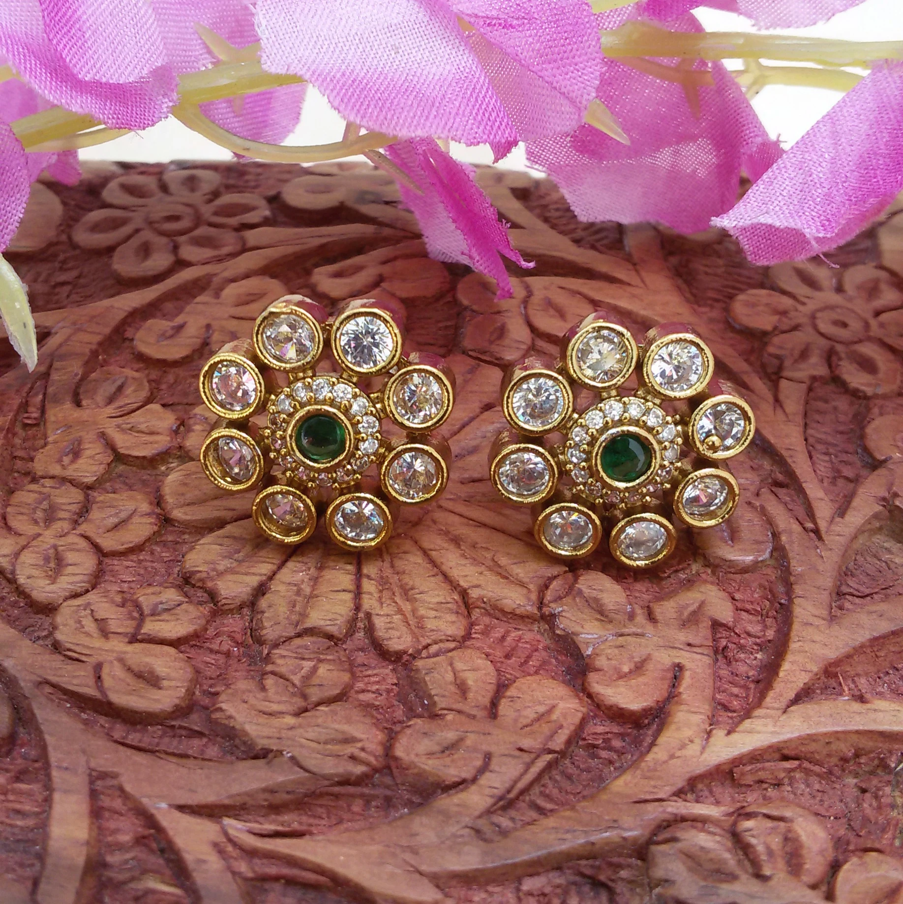 Emerald stone studs