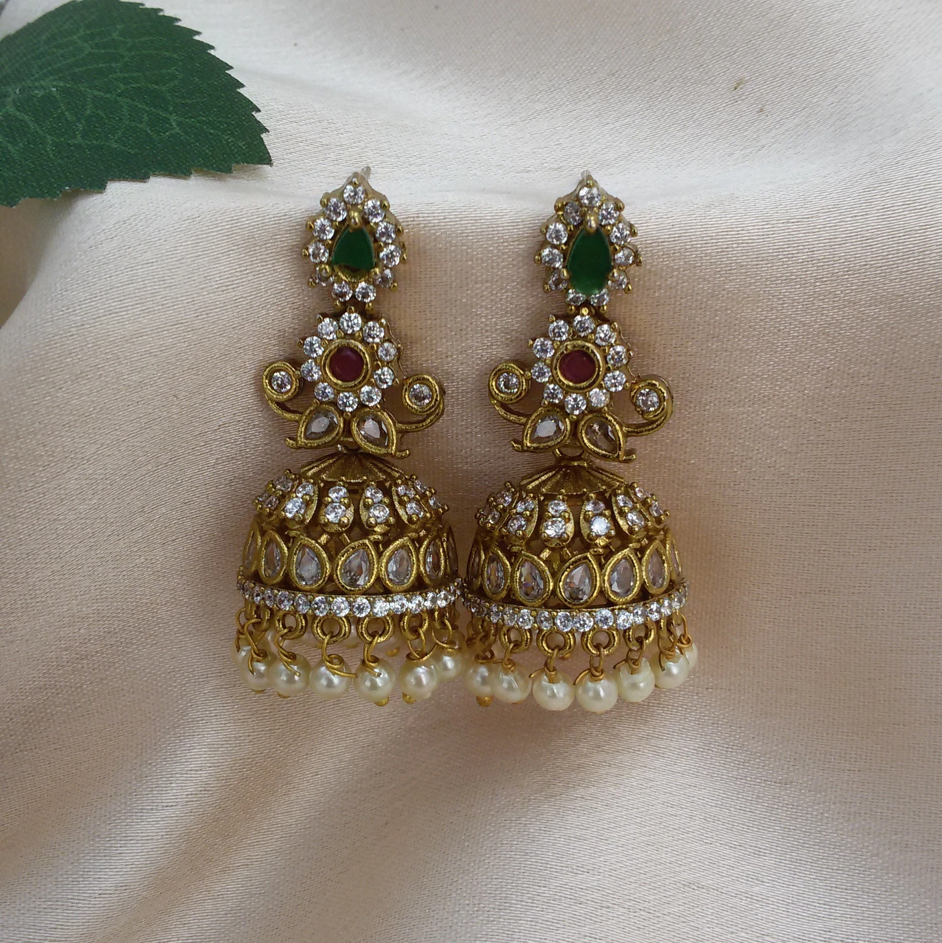 Ruby emerald stone earrings