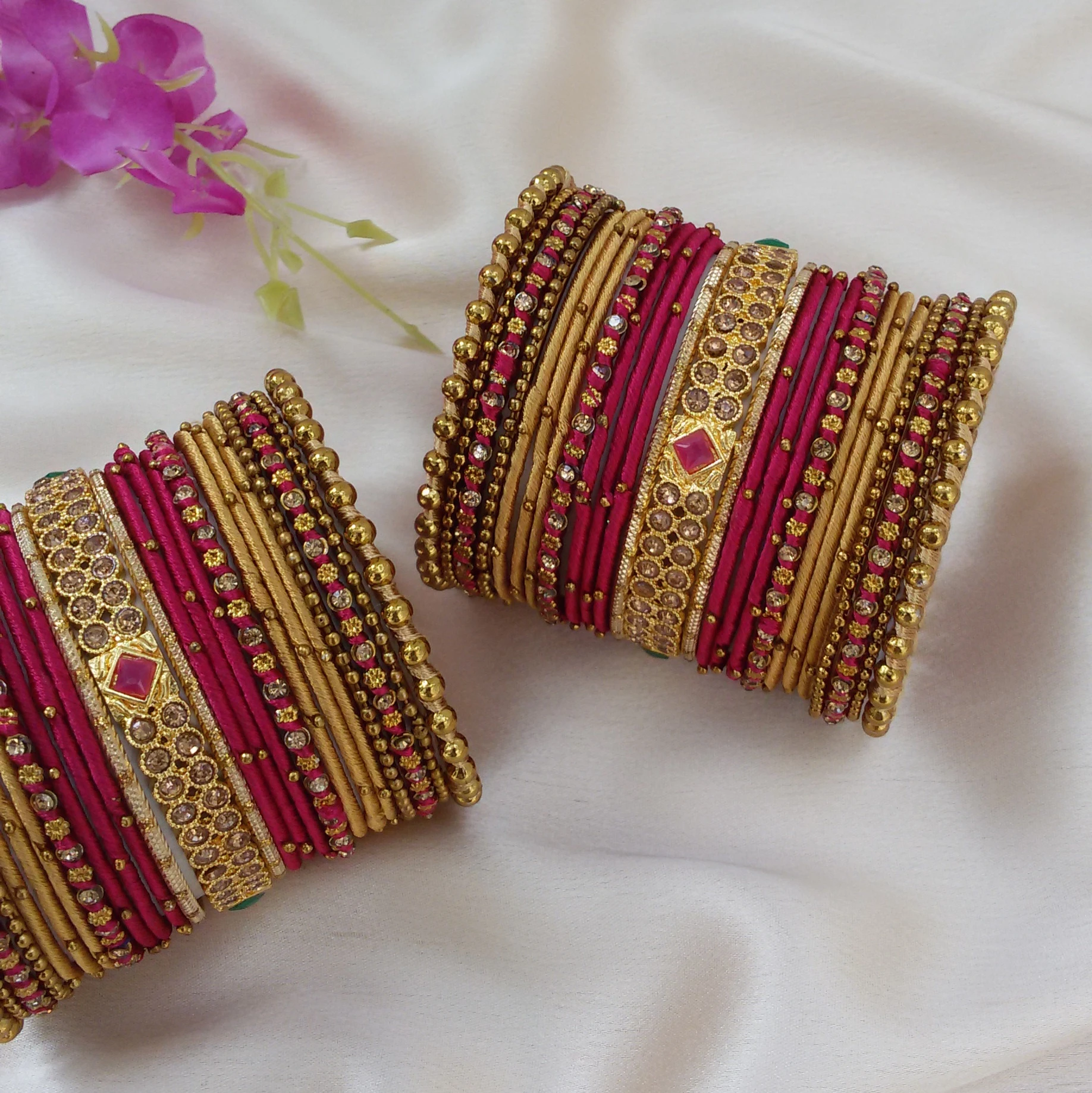 Gold pink Handmade Bridal bangles (2.4)