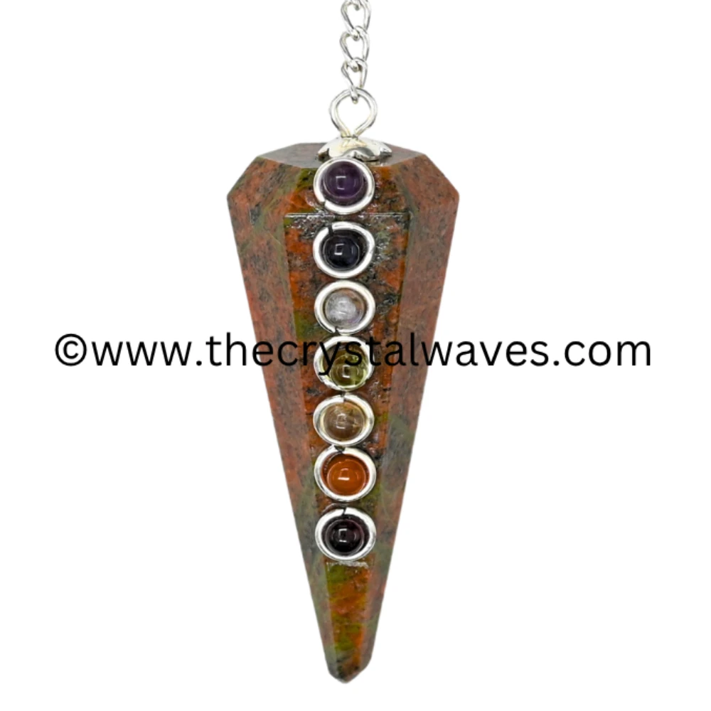 Unakite Faceted Pendulum With Chakra Beads (Beads Chain)