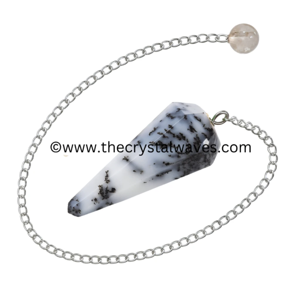 Dendrite Opal Faceted Pendulum (Beads Chain)