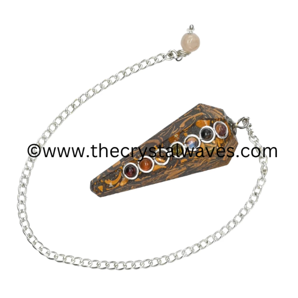 Mariyam Jasper Faceted Pendulum With Chakra Beads (Regular Chain)