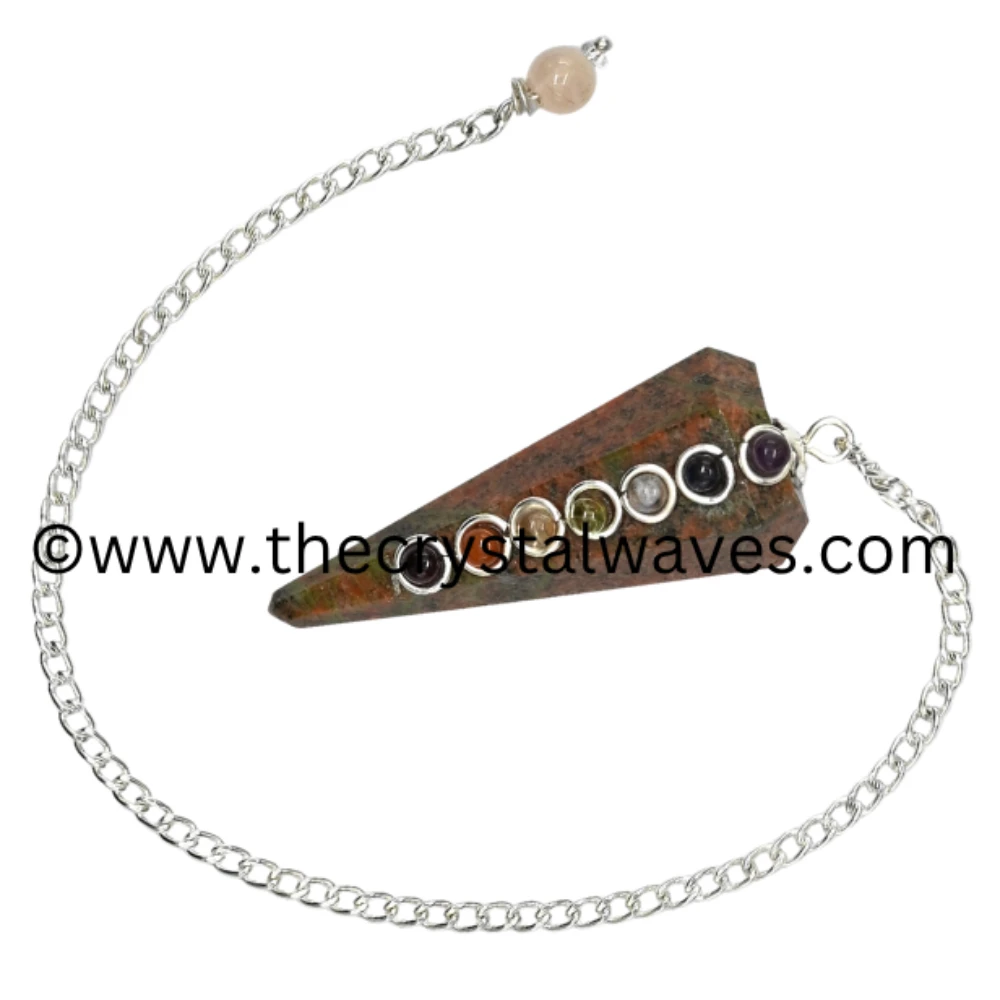 Unakite Faceted Pendulum With Chakra Beads (Beads Chain)