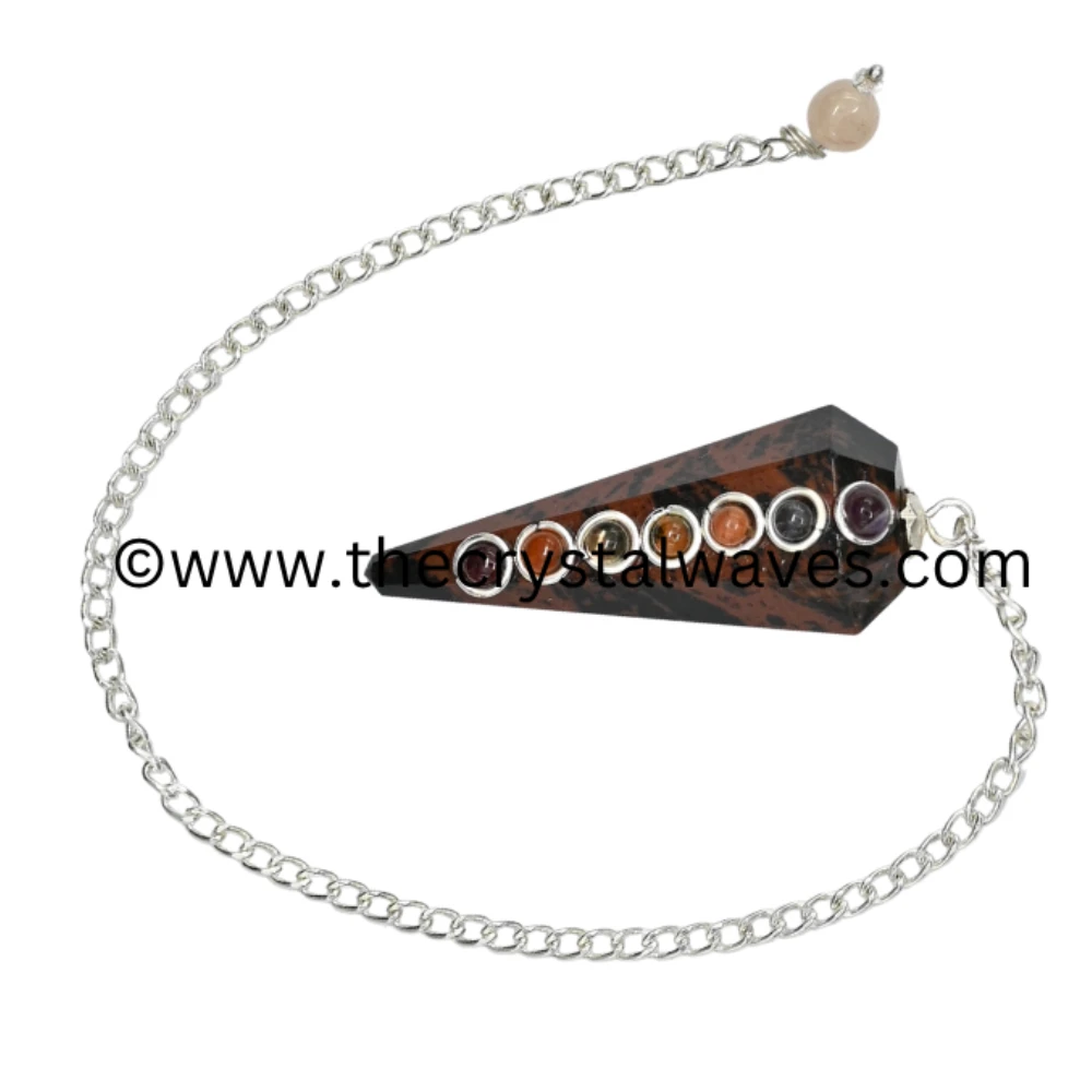 Mahogany Obsidian Faceted Pendulum With Chakra Beads (Regular Chain)