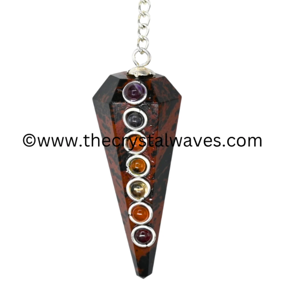 Mahogany Obsidian Faceted Pendulum With Chakra Beads