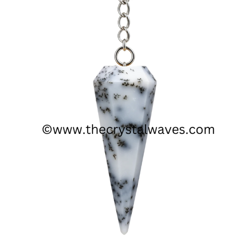 Dendrite Opal Faceted Pendulum (Beads Chain)