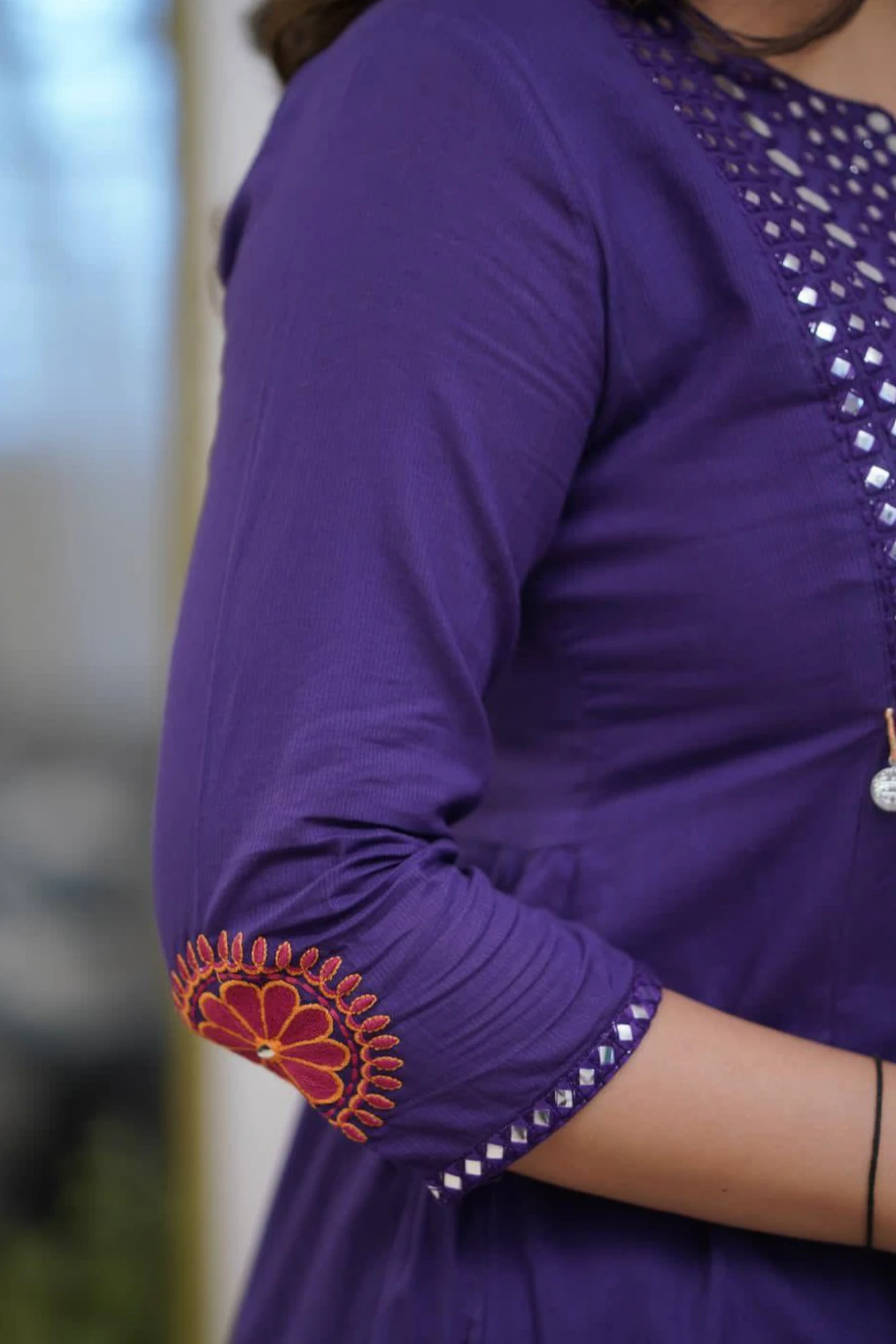 Purple Embroidered Kurta Set with Dupatta (38)