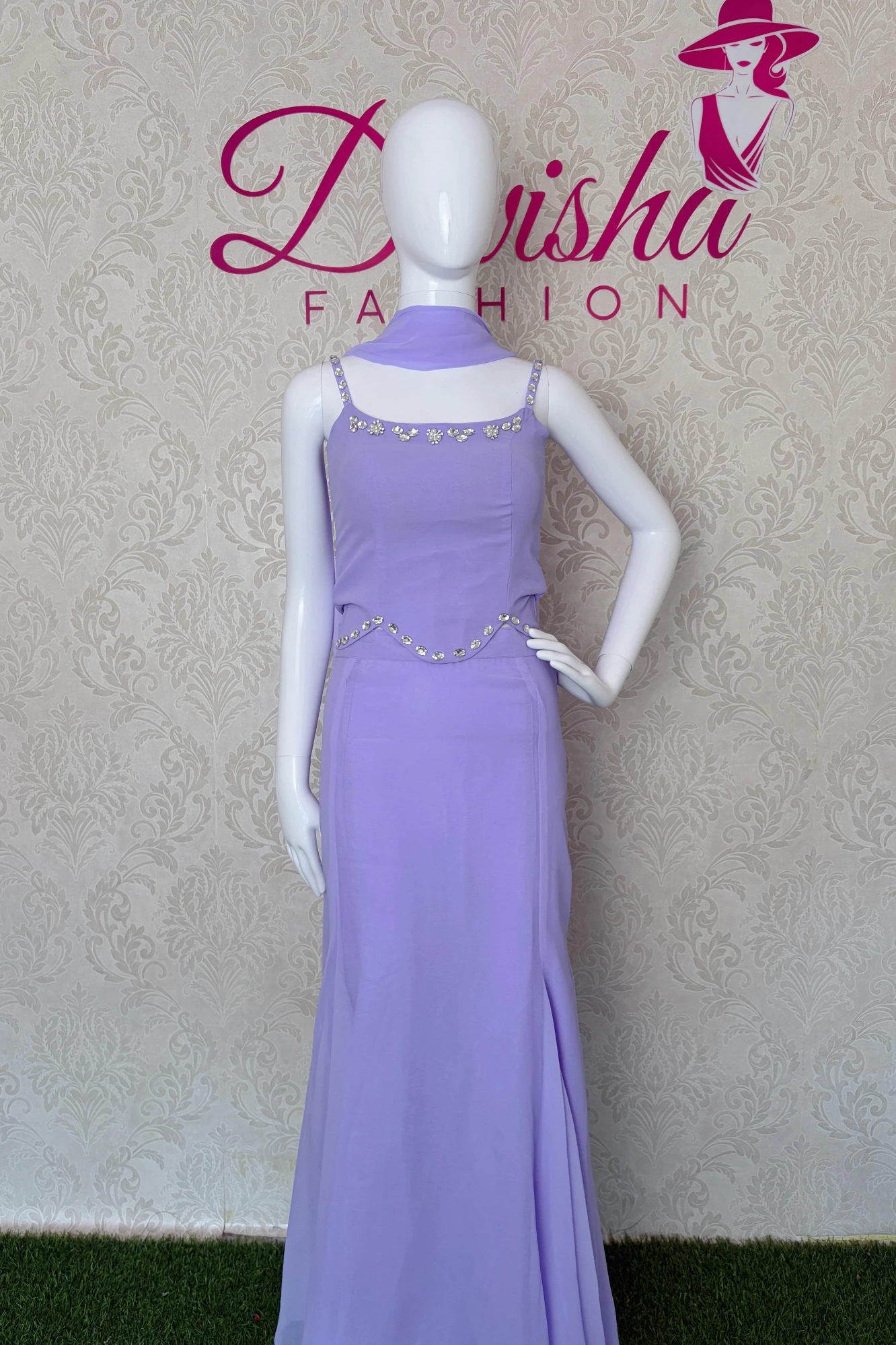 Lavender Fishcut Lehanga Set (S)