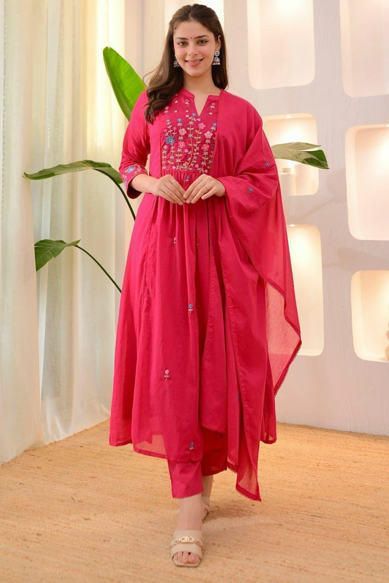 Embroidered Anarkali Kurta Set with Dupatta (46)