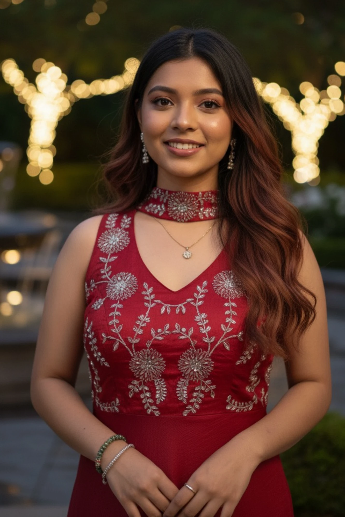 Red Space silk Gown dupatta Set (5XL)