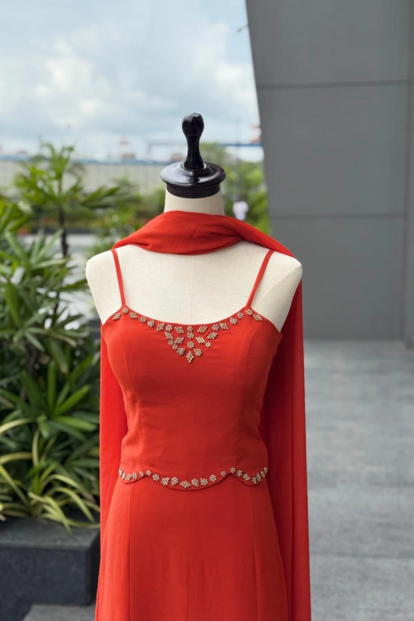 Rust Orange Fish cut Lehenga Set