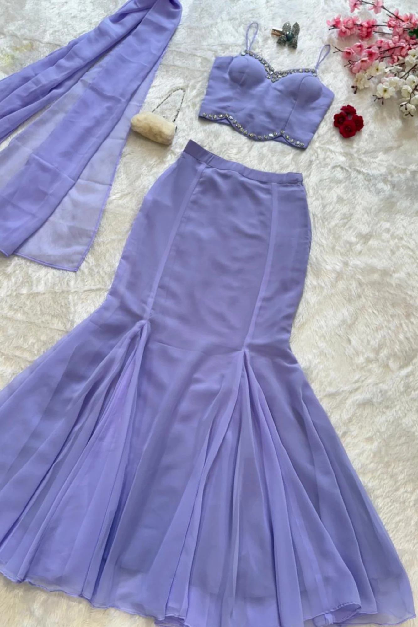 Lavender Fishcut Lehanga Set