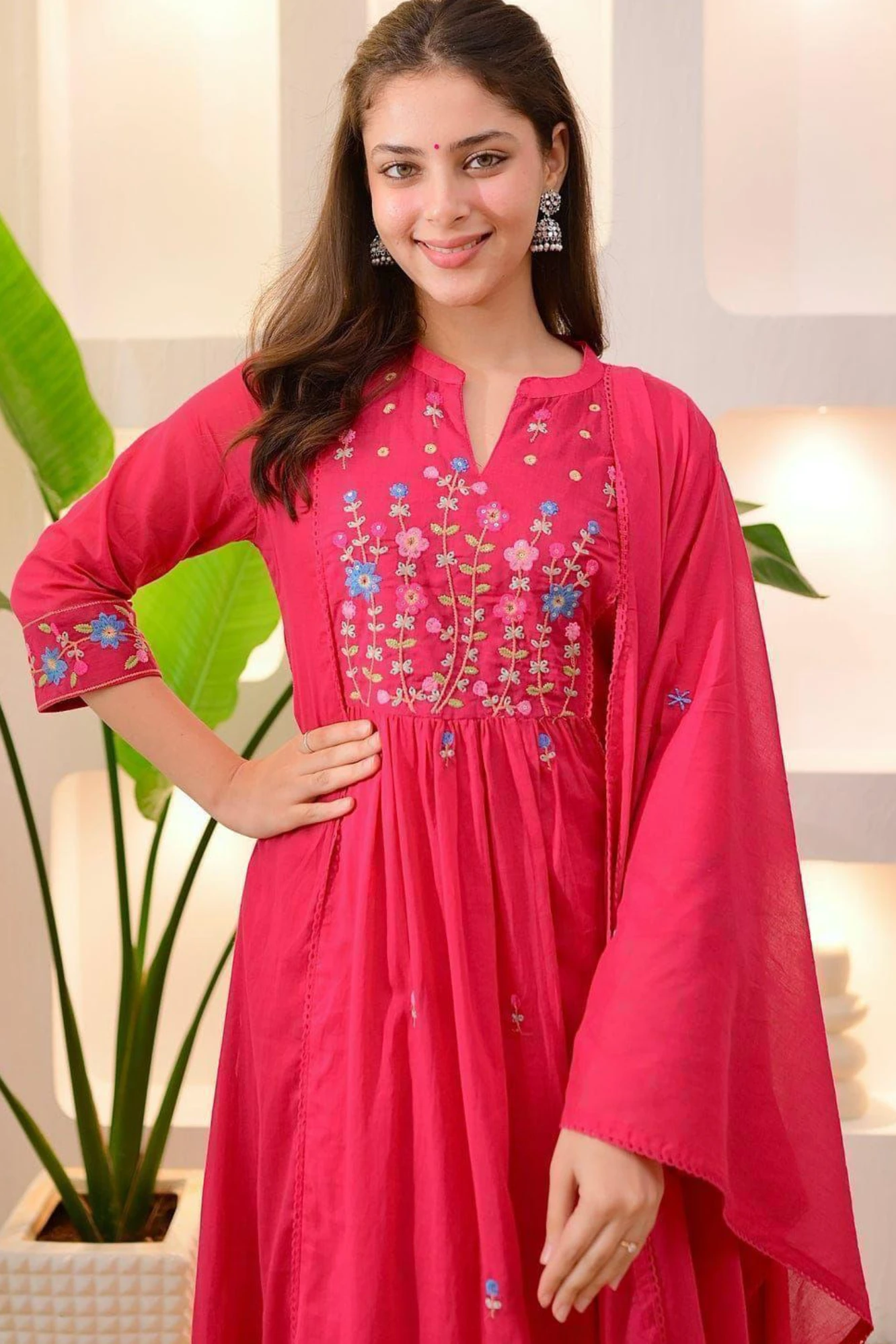 Embroidered Anarkali Kurta Set with Dupatta (46)