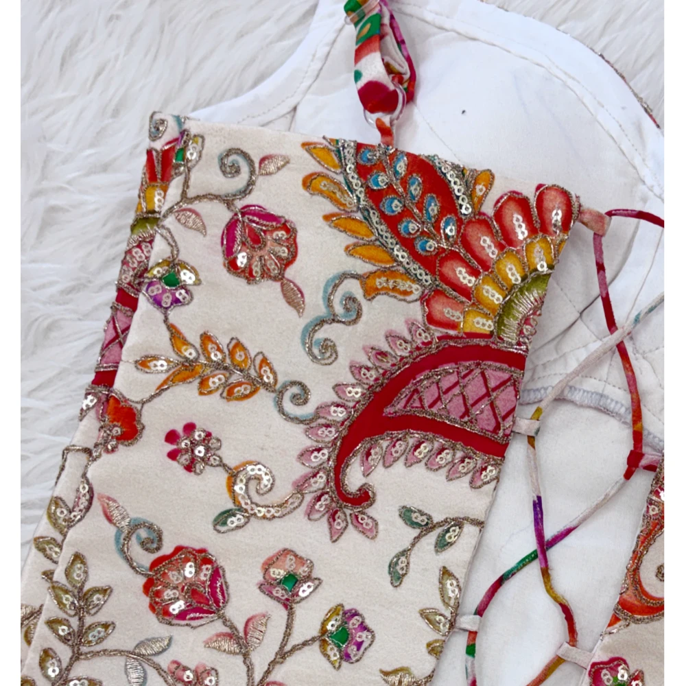 Paisley Bloom Embroidered Bustier Blouse (L)