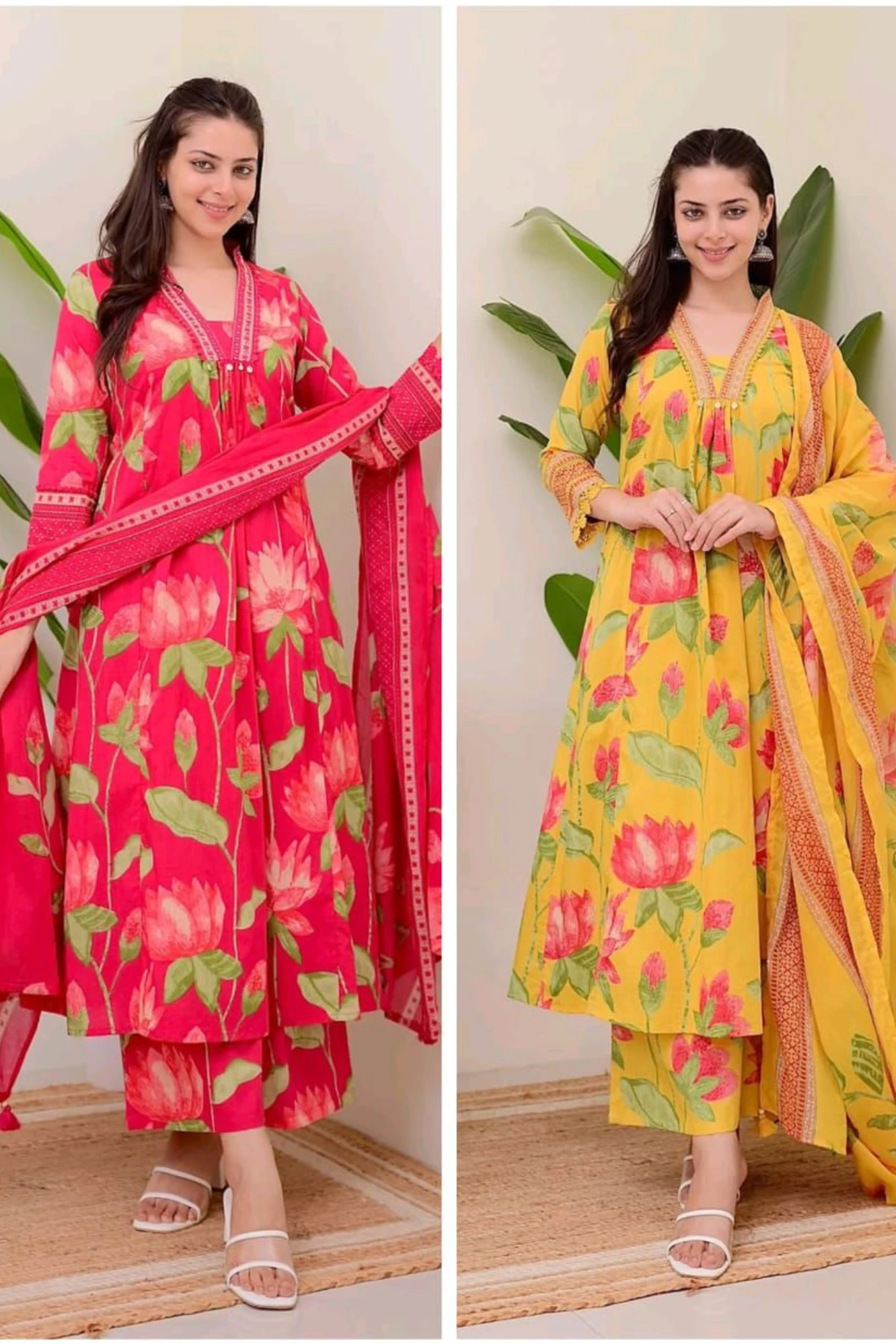 New stylish and affordable beautiful look straight alia cut set with beautiful print