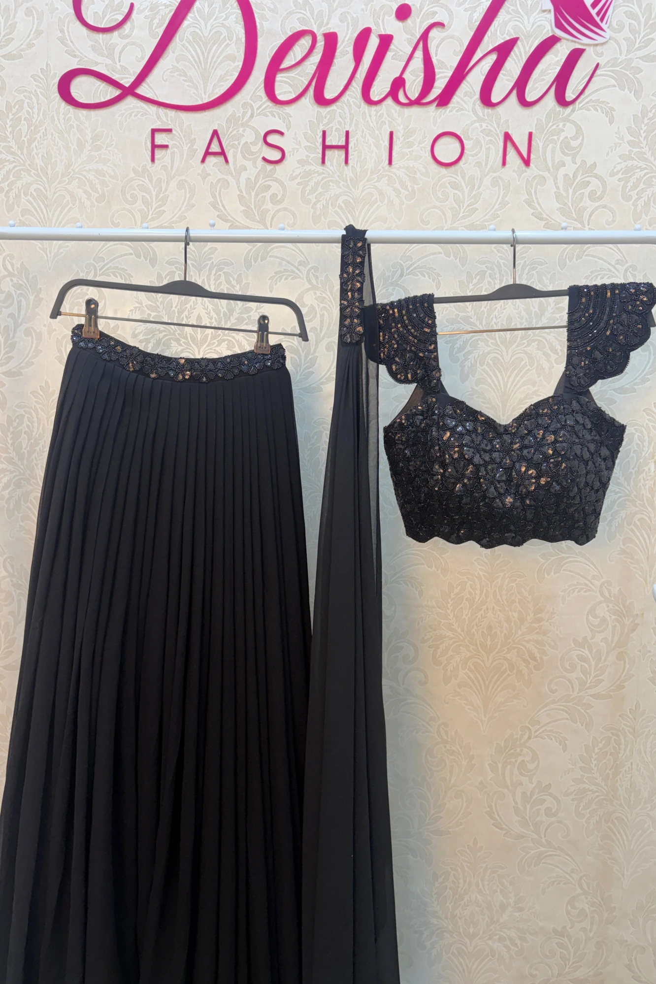 Midnight Black Designer Lehenga Set