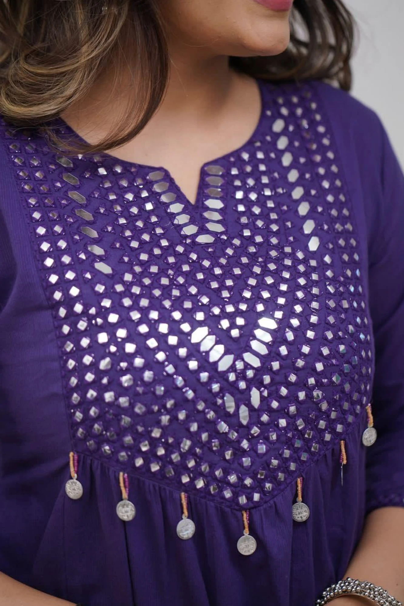 Purple Embroidered Kurta Set with Dupatta (38)