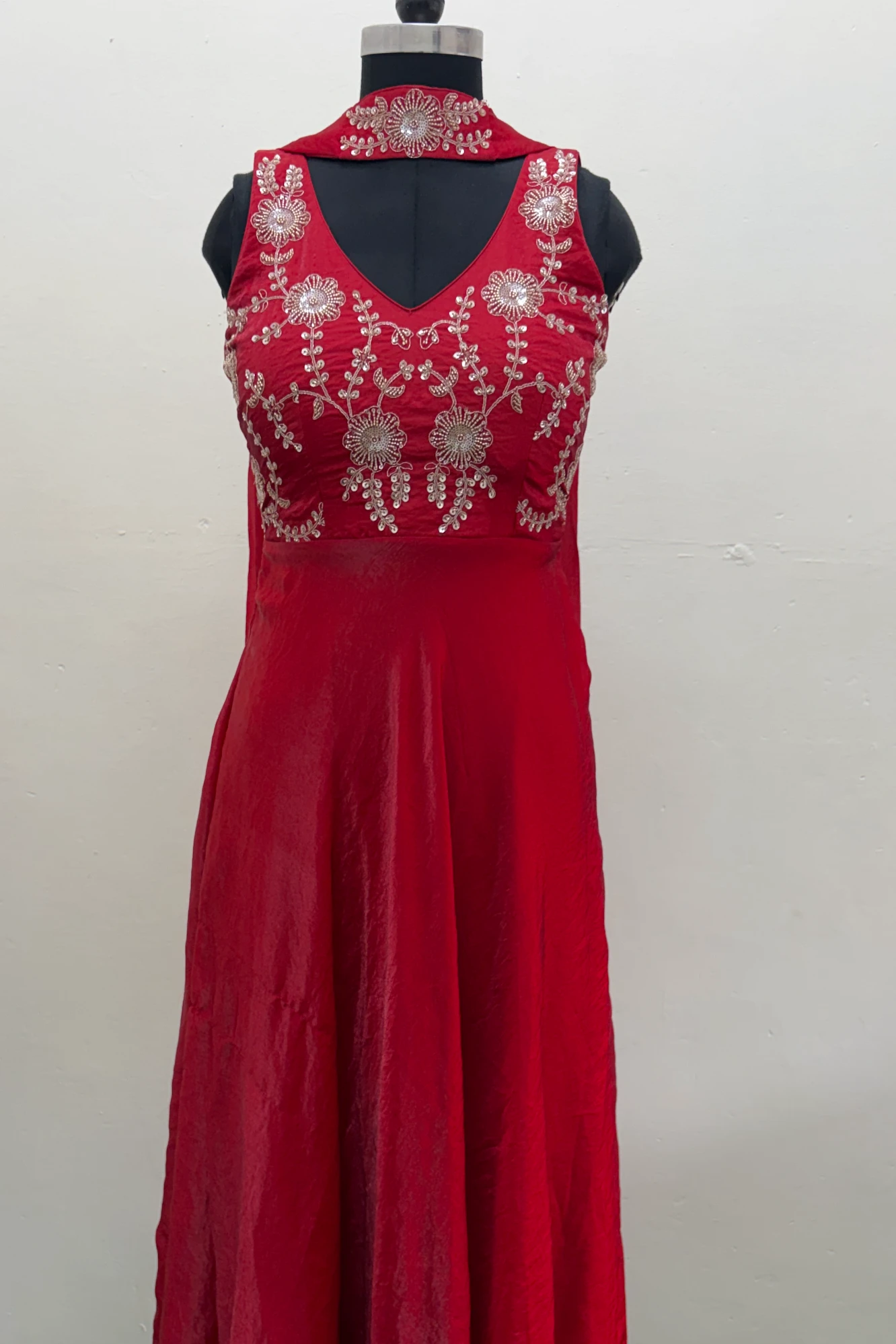 Red Space silk Gown dupatta Set (5XL)
