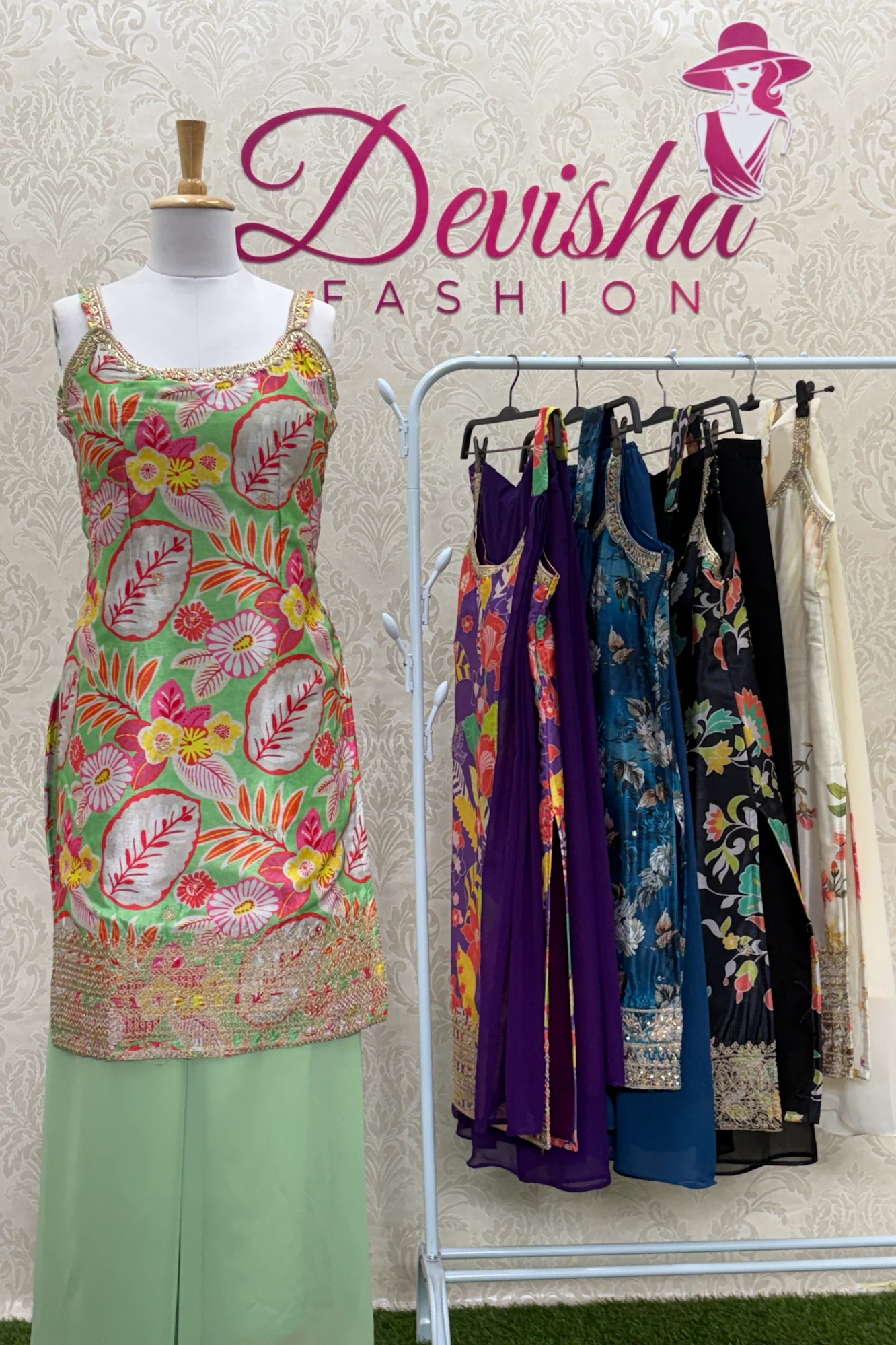 Chinon Digitally Printed kurta Set (Purple/Xl)