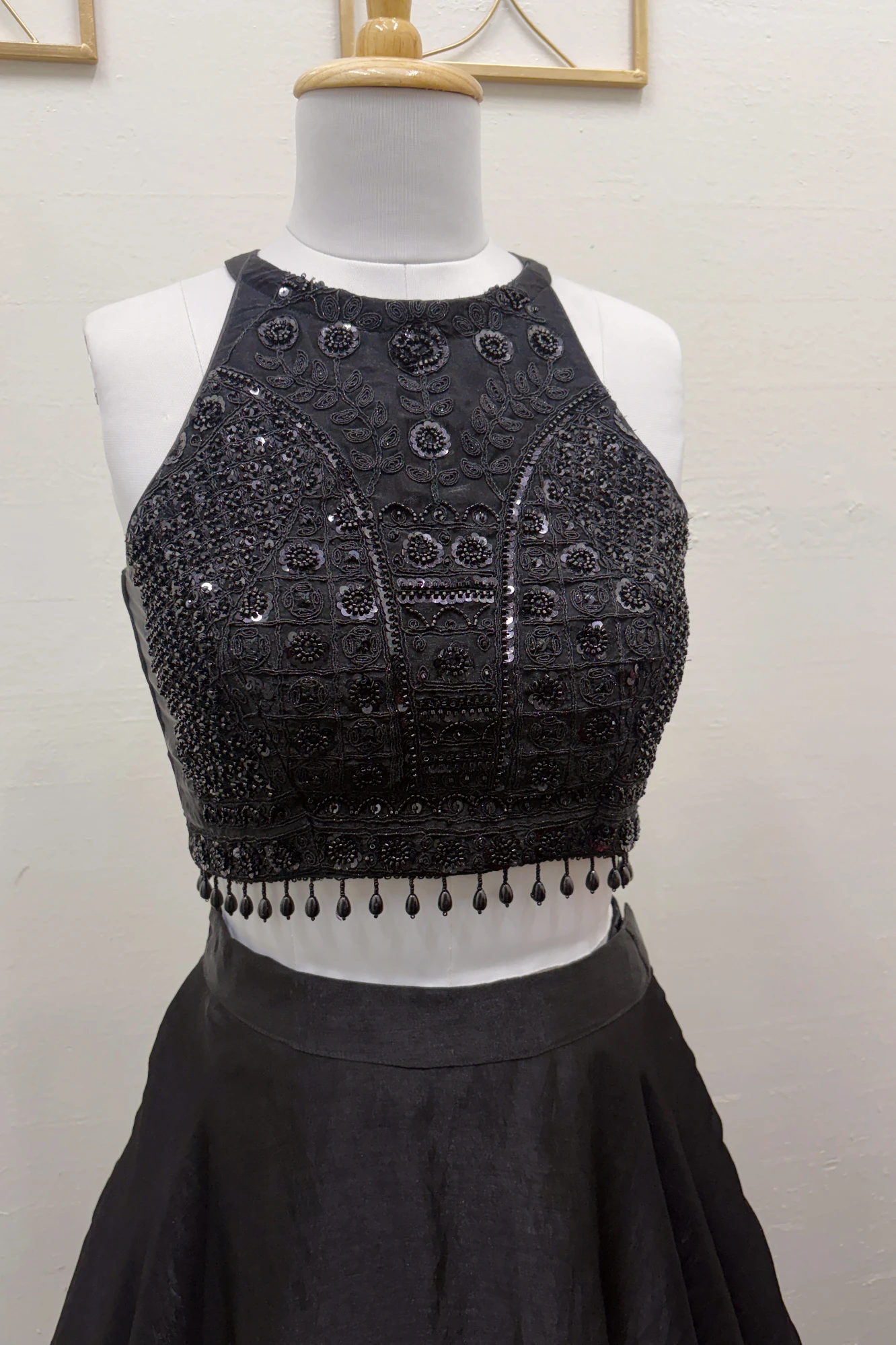 Black Halter Neck Lehanga Set