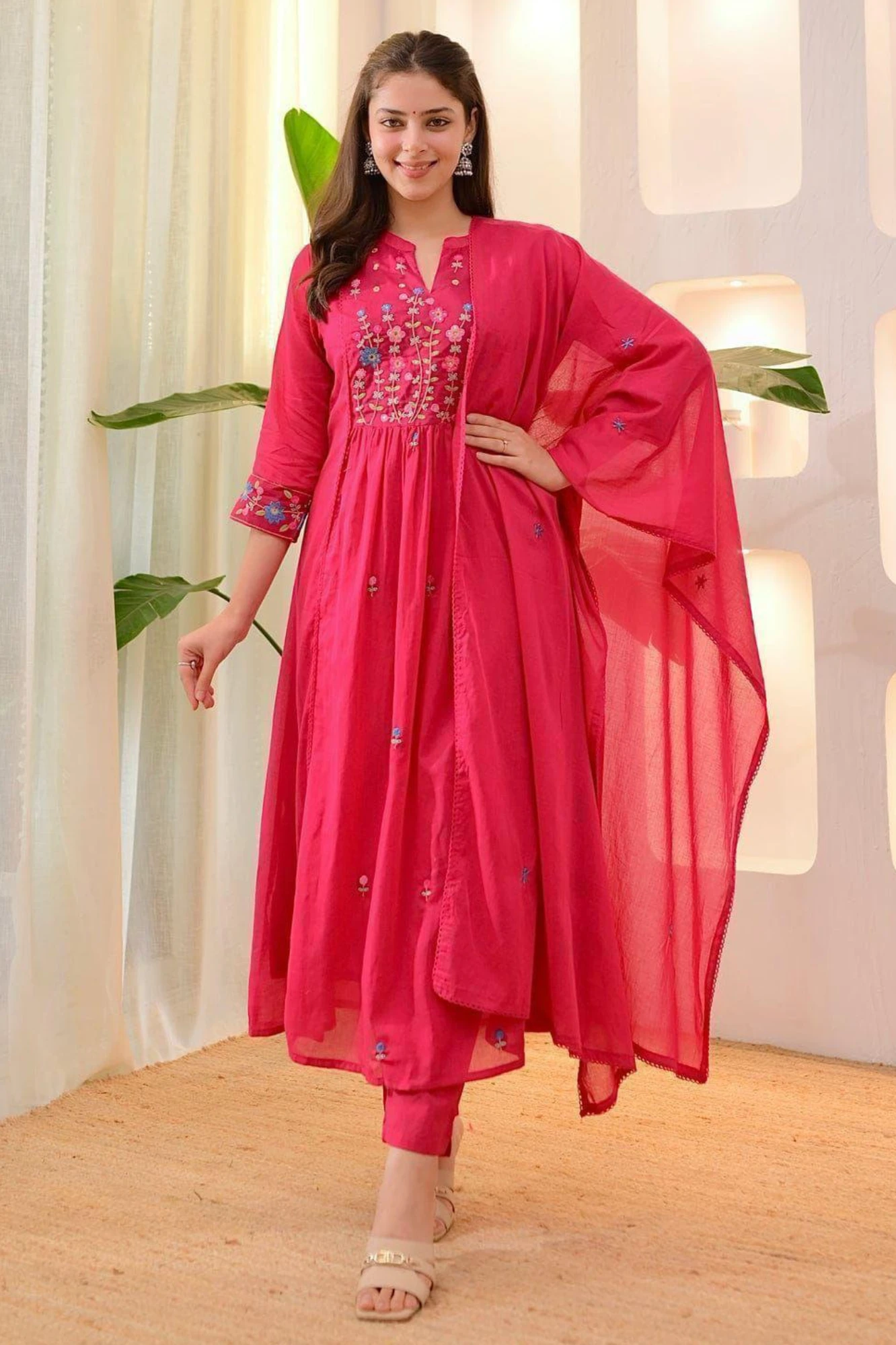 Embroidered Anarkali Kurta Set with Dupatta