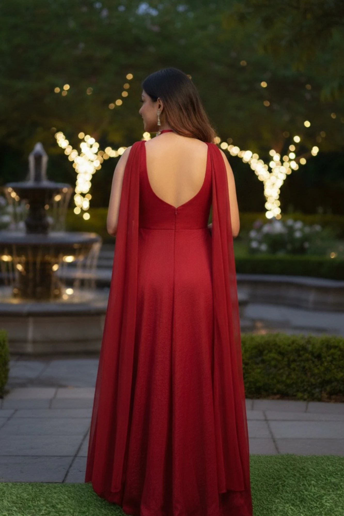 Red Space silk Gown dupatta Set (5XL)