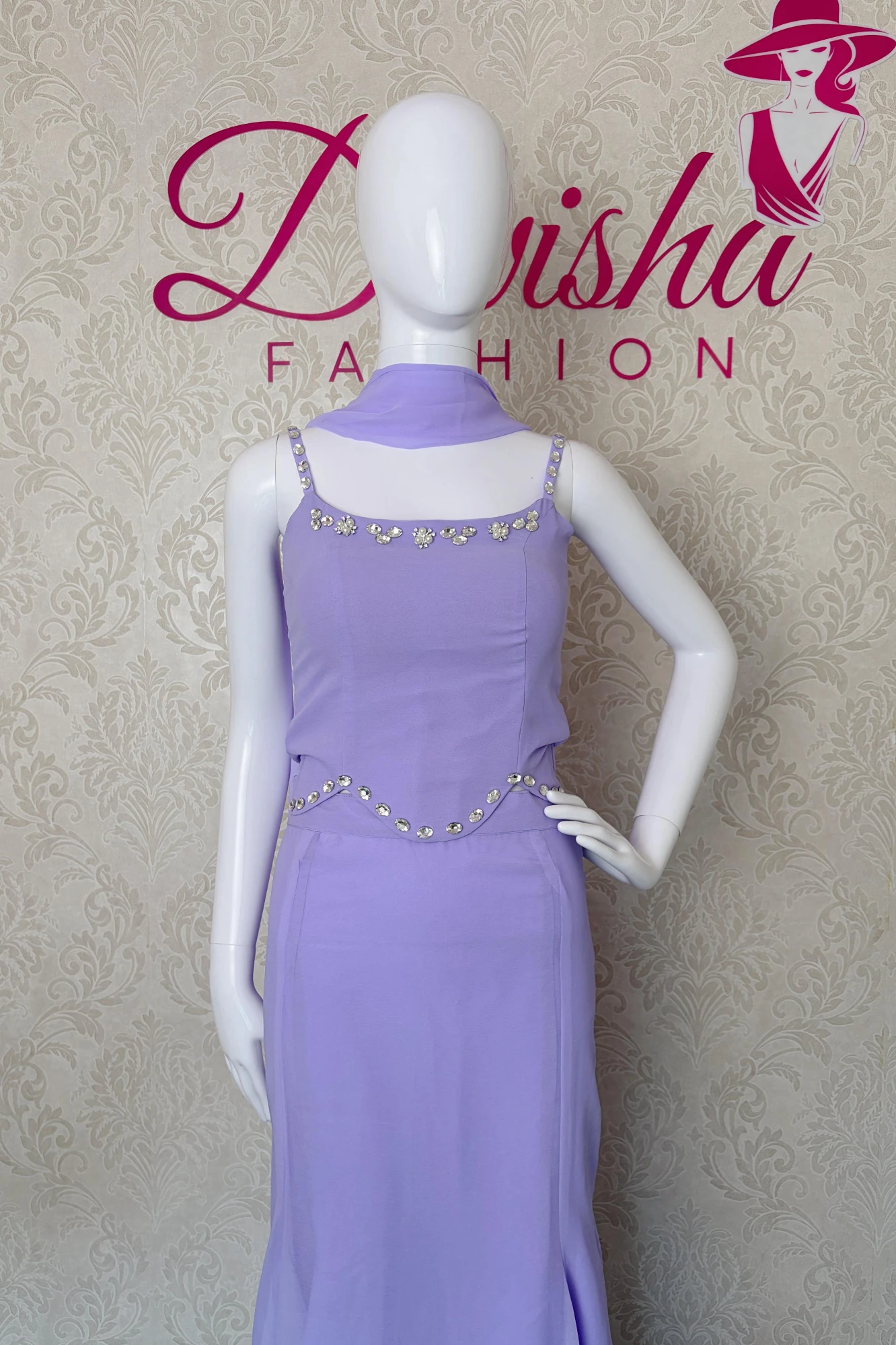 Lavender Fishcut Lehanga Set (S)
