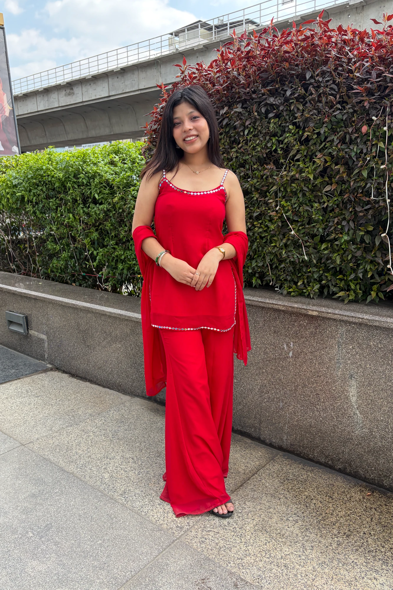 Festive Red Kurta Palazzo Set for Women with Dupatta (44)