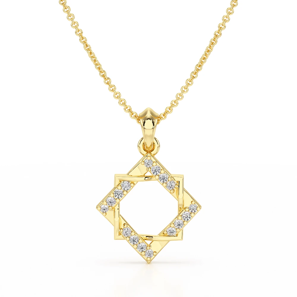 Crystalline Prism 18k Yellow Gold Diamond Pendant