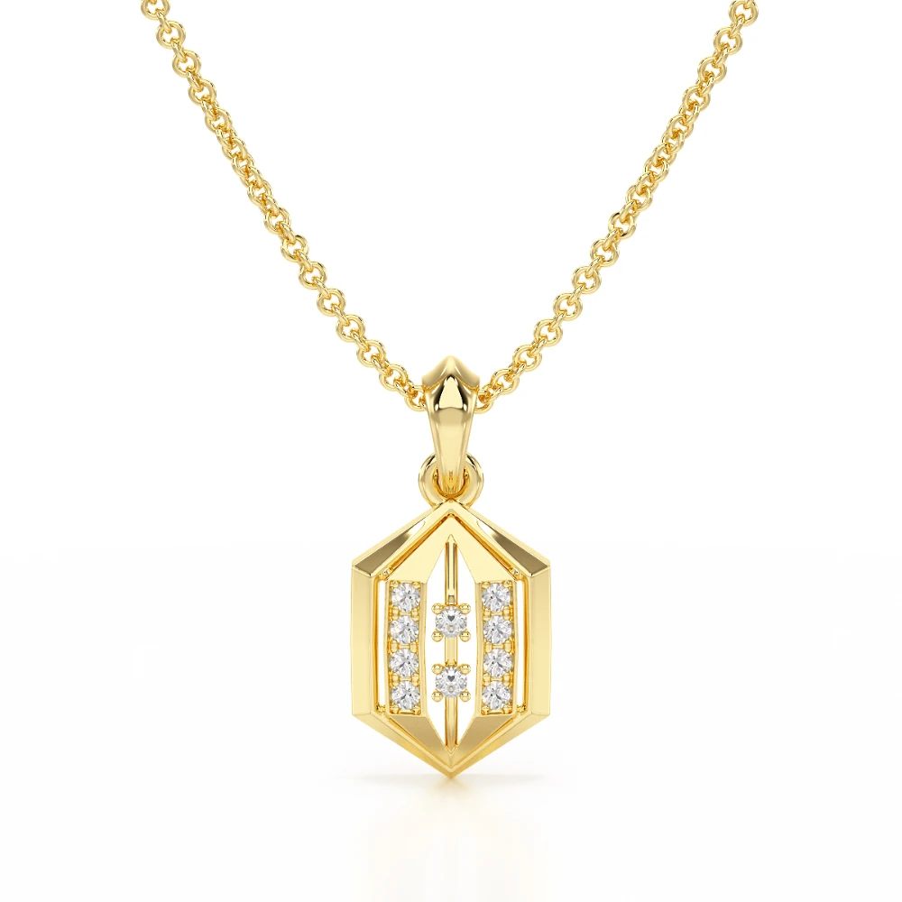 Crystal Lantern 18k Yellow Gold Diamond Pendant