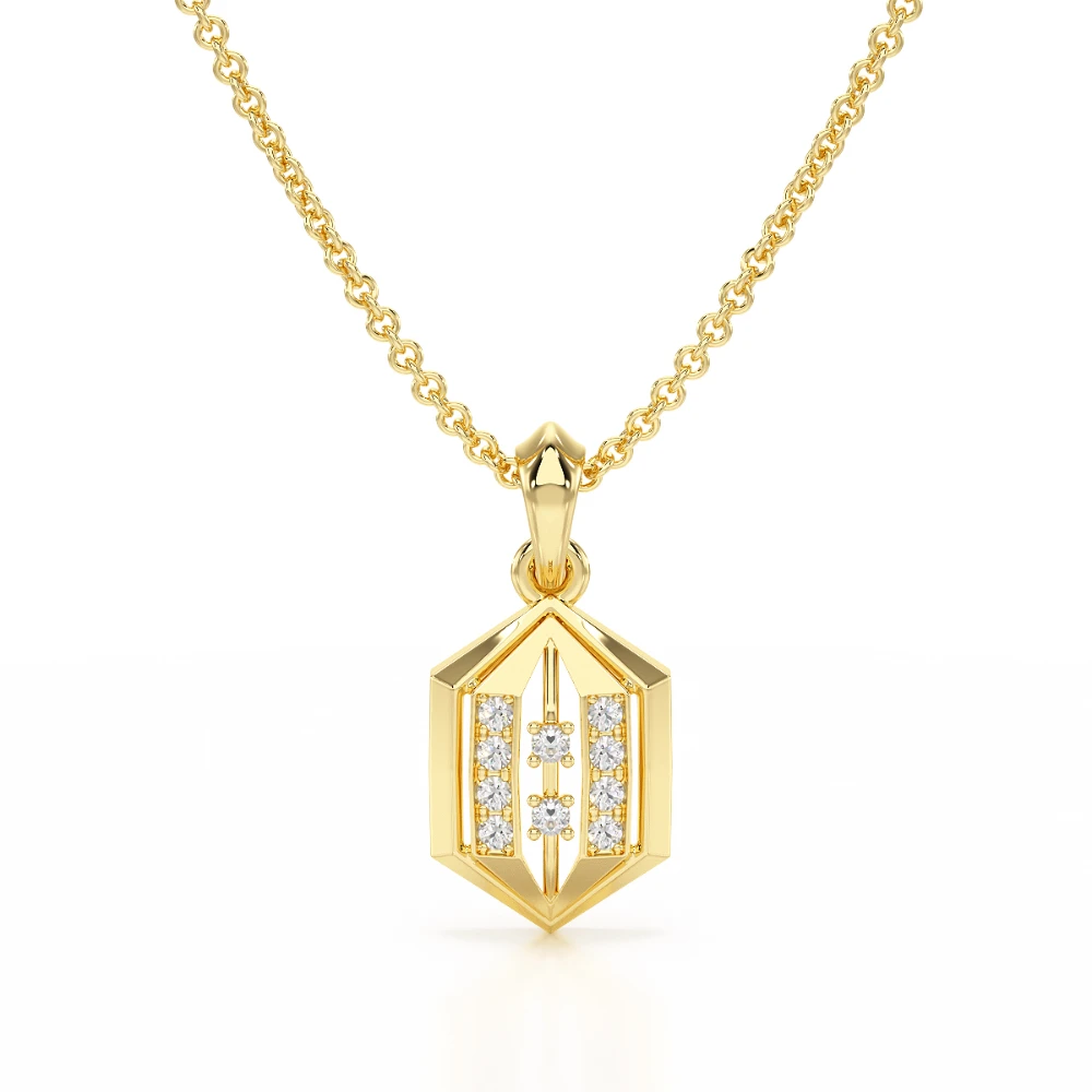 Crystal Lantern 18k Yellow Gold Diamond Pendant