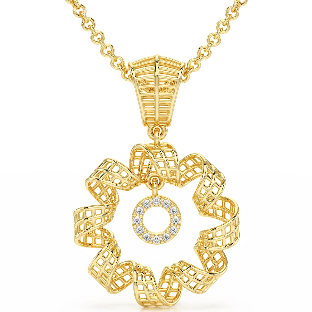 Royal Spiral 18k Yellow Gold Diamond Pendant