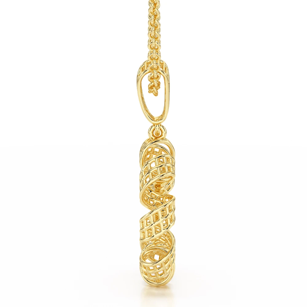 Royal Spiral 18k Yellow Gold Diamond Pendant