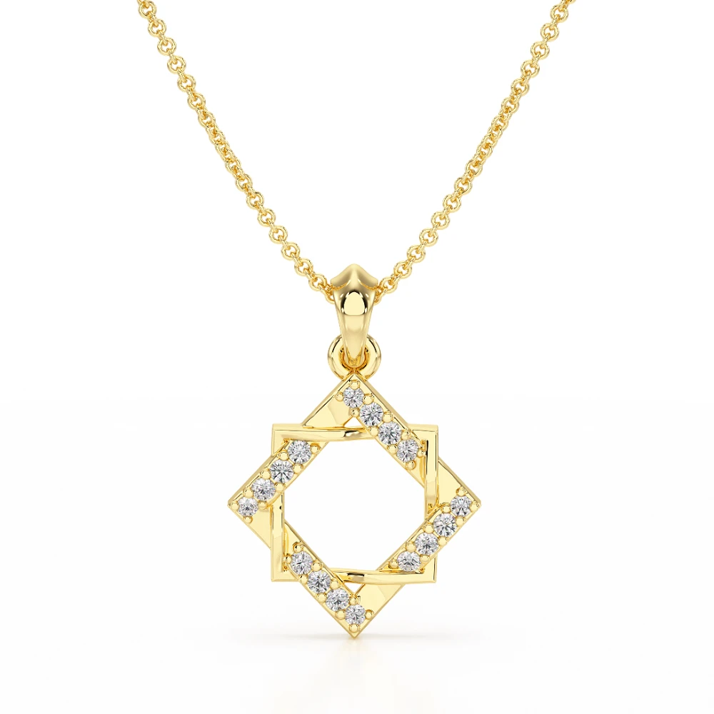 Crystalline Prism 18k Yellow Gold Diamond Pendant