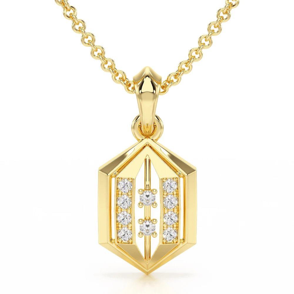 Crystal Lantern 18k Yellow Gold Diamond Pendant