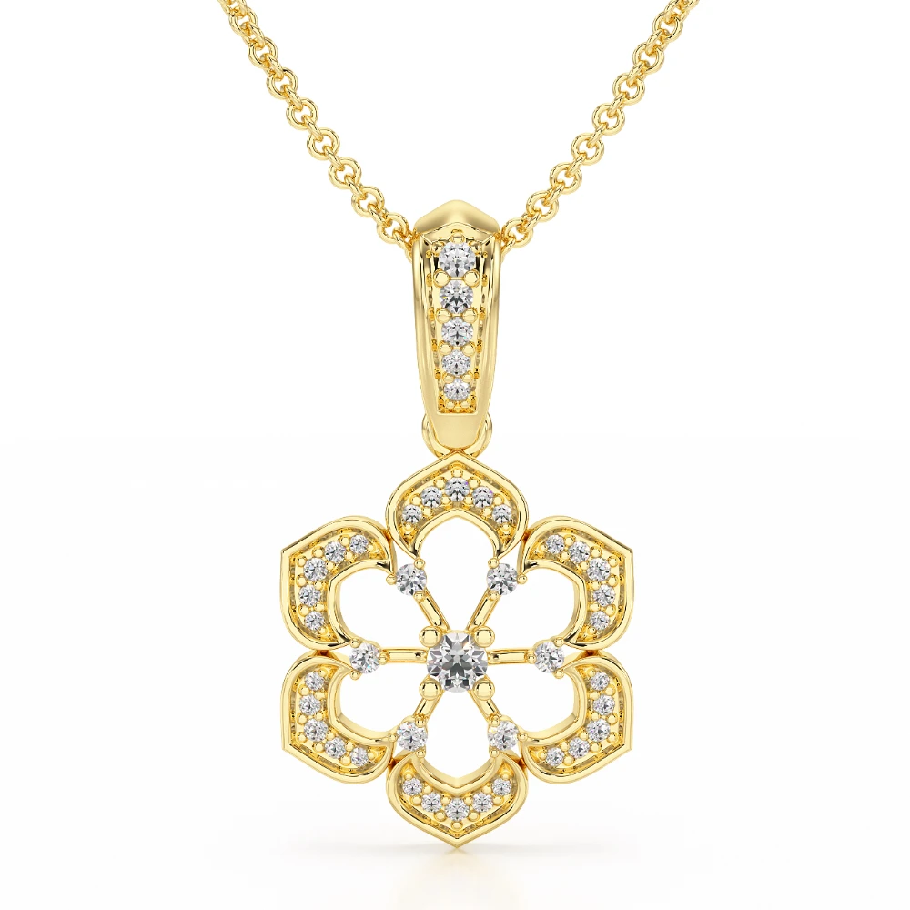 Starlight Bloom 18k Yellow Gold Diamond Pendant