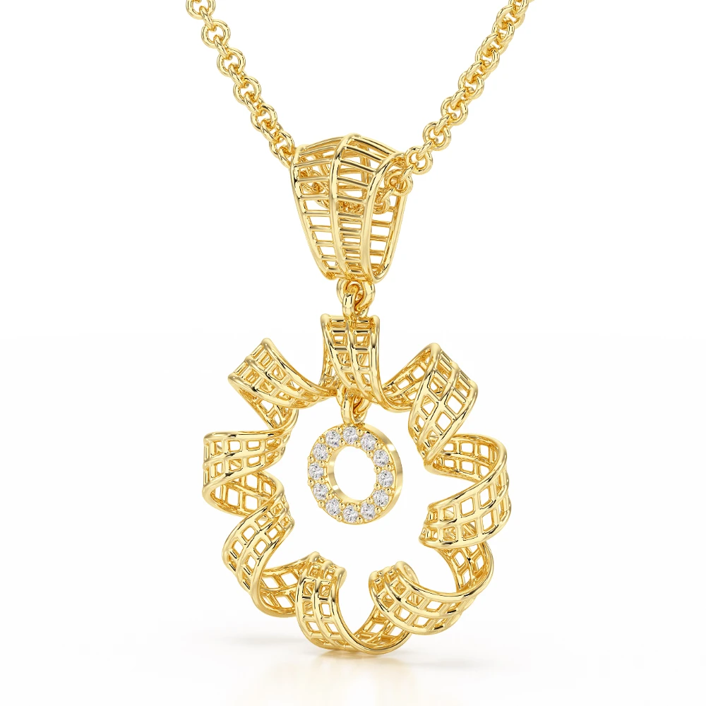 Royal Spiral 18k Yellow Gold Diamond Pendant