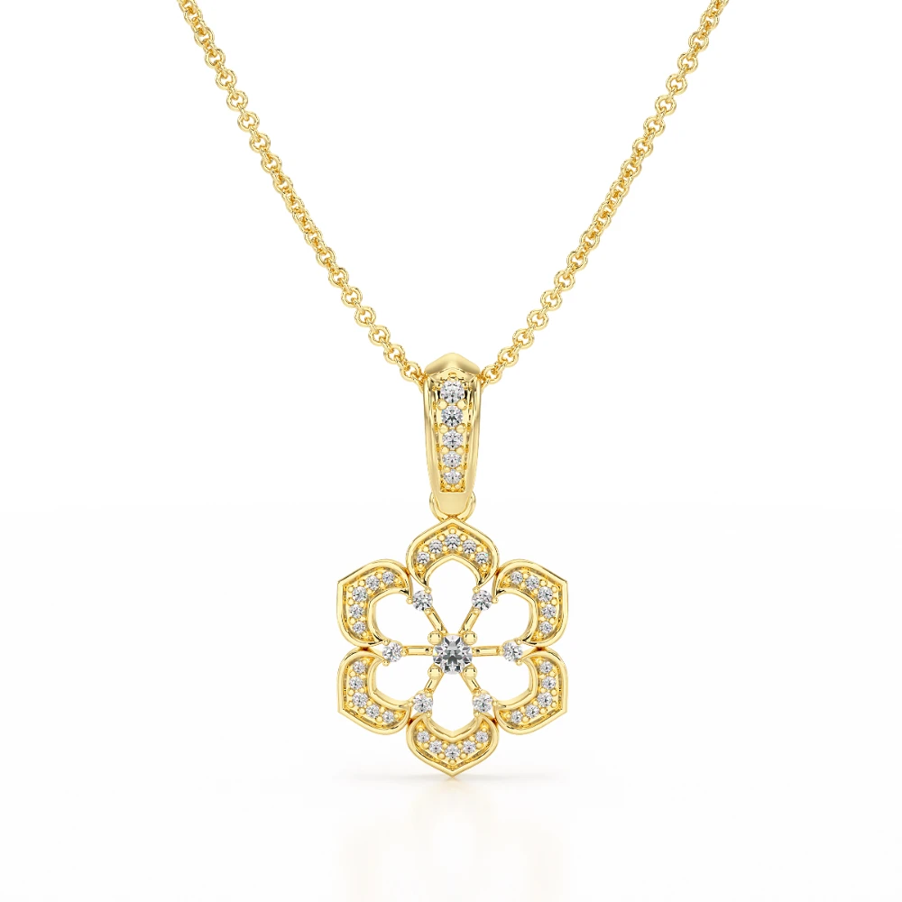 Starlight Bloom 18k Yellow Gold Diamond Pendant