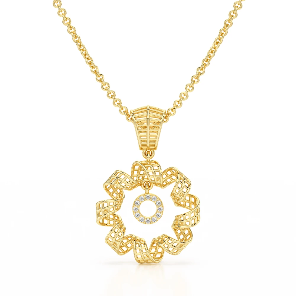 Royal Spiral 18k Yellow Gold Diamond Pendant