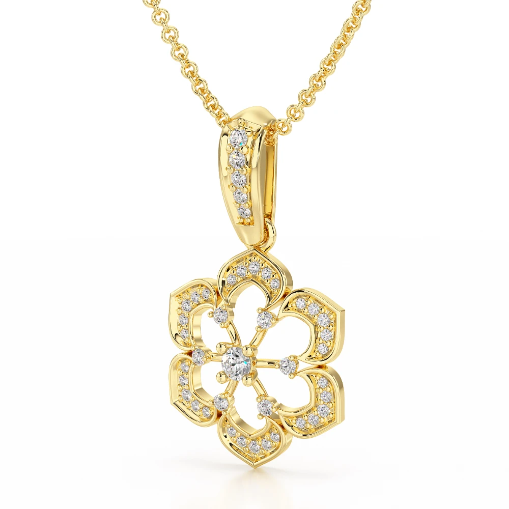 Starlight Bloom 18k Yellow Gold Diamond Pendant