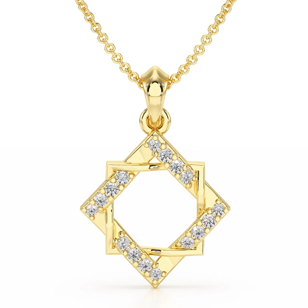 Crystalline Prism 18k Yellow Gold Diamond Pendant