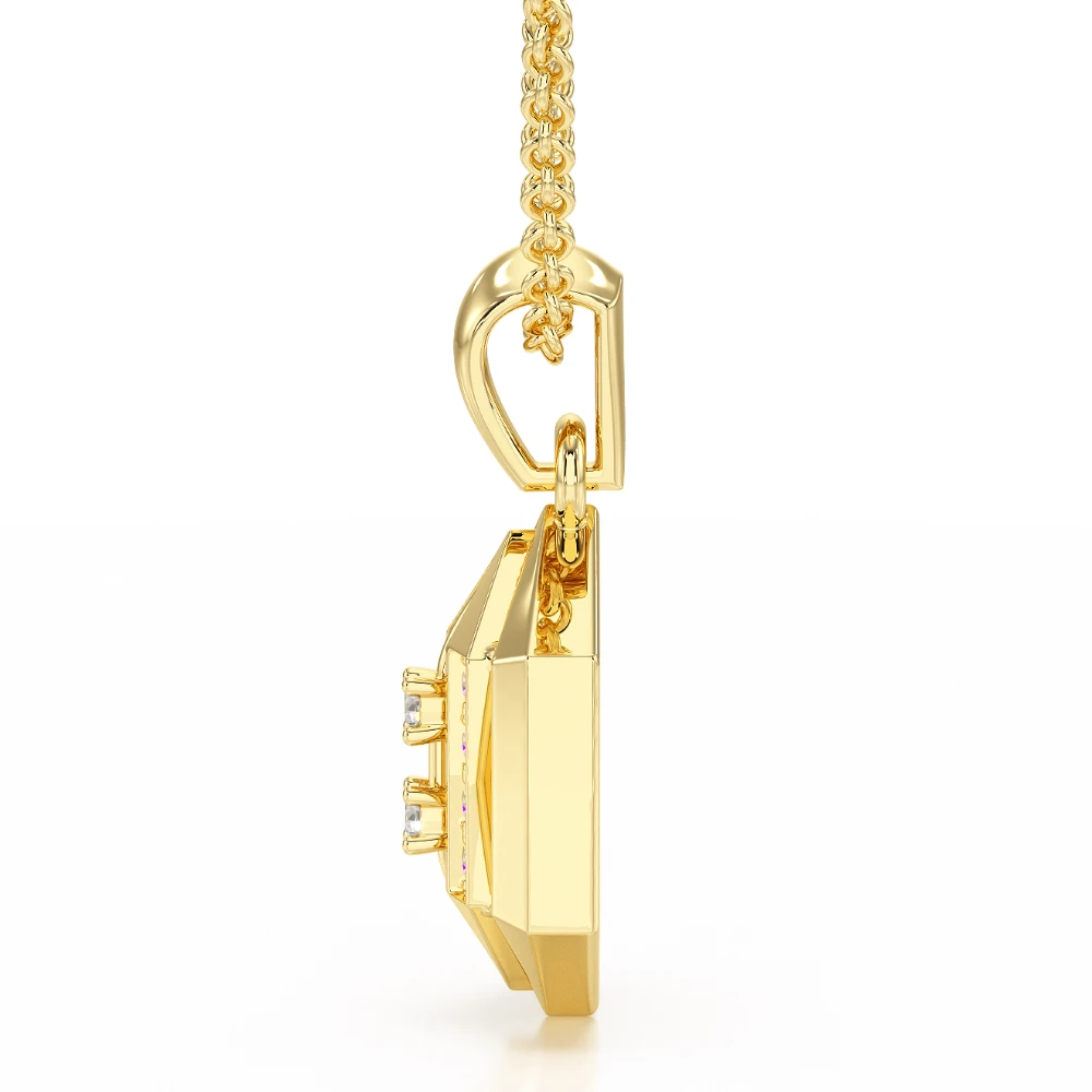 Crystal Lantern 18k Yellow Gold Diamond Pendant